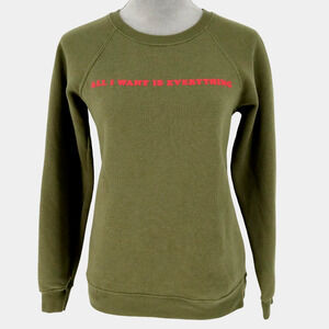 Billabong Sweatshirt Womens Small Green Pullover Top Red Spell Out Gorpcore